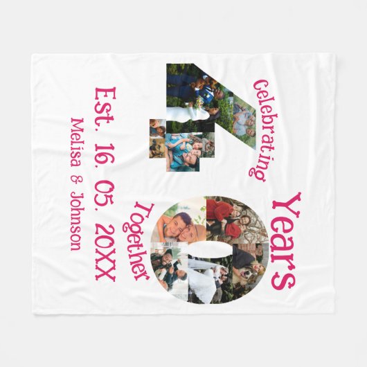 Ruby Red 40th Wedding Anniversary 11 Foto Collage Fleecedecke (Vorderseite (Horizontal))