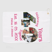 Ruby Red 40th Wedding Anniversary 11 Foto Collage Golfhandtuch (Horizontal)