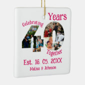 Ruby Red 40th Wedding Anniversary 11 Foto Collage Keramikornament (Rechts)