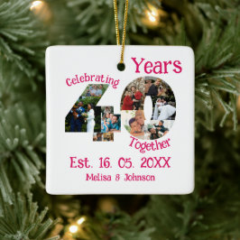 Ruby Red 40th Wedding Anniversary 11 Foto Collage Keramikornament
