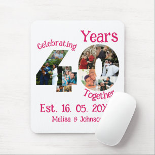 Ruby Red 40th Wedding Anniversary 11 Foto Collage Mousepad