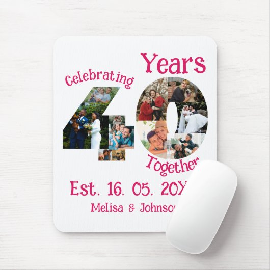 Ruby Red 40th Wedding Anniversary 11 Foto Collage Mousepad (Mit Mouse)