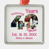 Ruby Red 40th Wedding Anniversary 11 Foto Collage Ornament Aus Metall (Vorne)