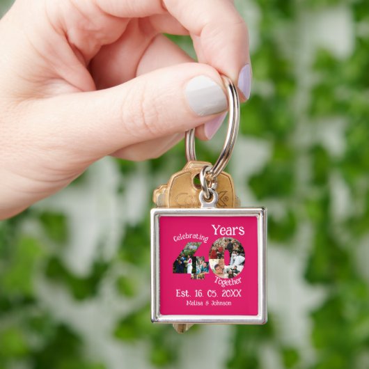 Ruby Red 40th Wedding Anniversary 11 Foto Collage Schlüsselanhänger (Hand)