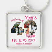 Ruby Red 40th Wedding Anniversary 11 Foto Collage Schlüsselanhänger (Vorne)