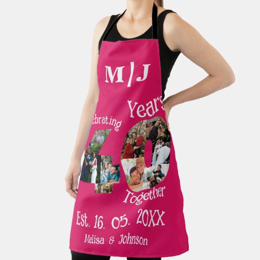 Ruby Red 40th Wedding Anniversary 11 Foto Collage Schürze (InSitu)