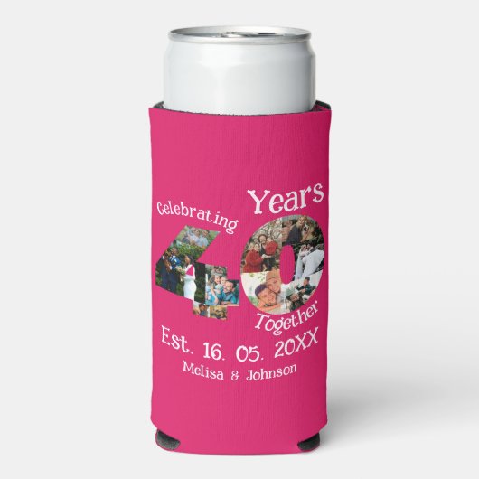 Ruby Red 40th Wedding Anniversary 11 Foto Collage Selters Dosenkühler (Seltzer Vorderseite)