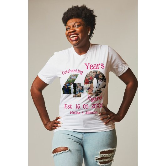 Ruby Red 40th Wedding Anniversary 11 Foto Collage T-Shirt