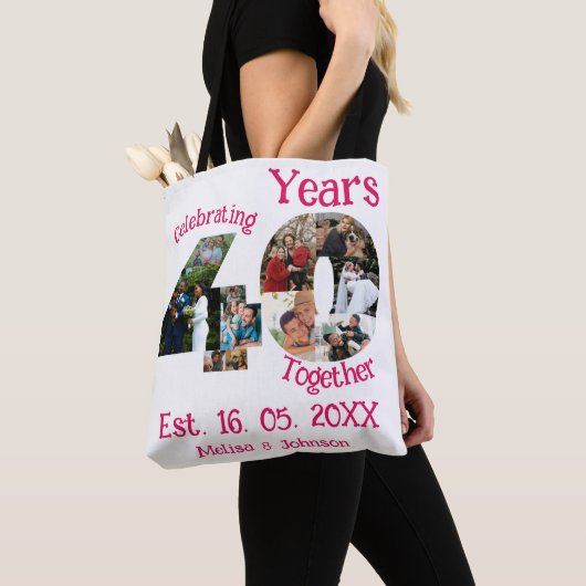 Ruby Red 40th Wedding Anniversary 11 Foto Collage Tasche (Von Nahem)