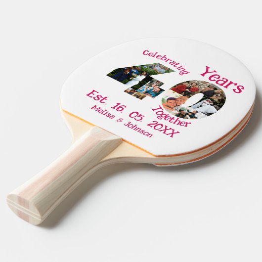 Ruby Red 40th Wedding Anniversary 11 Foto Collage Tischtennis Schläger (Vorderseite)