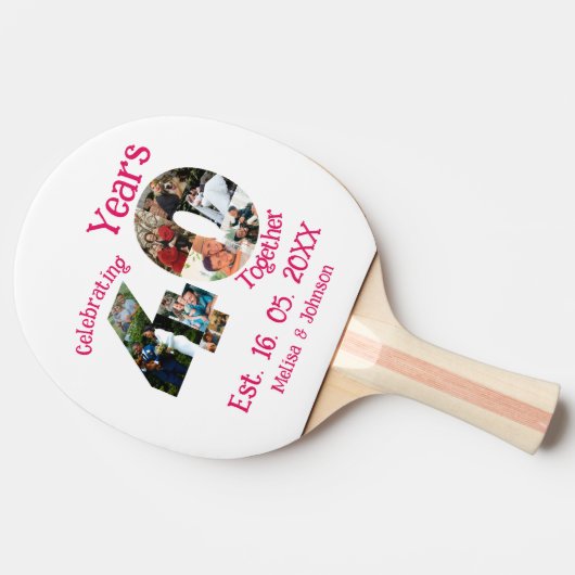Ruby Red 40th Wedding Anniversary 11 Foto Collage Tischtennis Schläger (Seitenansicht)