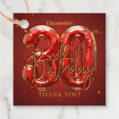 Ruby Red and Gold 30th Birthday Party Thank You Geschenkanhänger (Vorderseite)