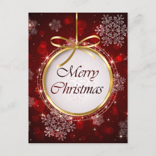 Ruby Red and Gold Ornament Chritsmas Postkarte