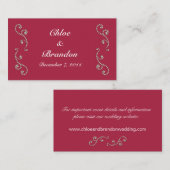 Ruby Red and Pearls Wedls Website Card Begleitkarte (Vorne/Hinten)