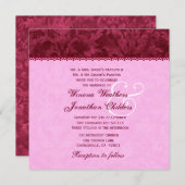 Ruby Red and Pink Damask Wedding Template V16 Einladung (Vorne/Hinten)