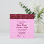 Ruby Red and Pink Damask Wedding Template V16 Einladung (Stehend Vorderseite)
