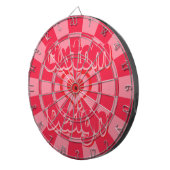 Ruby Red and Pink Heart Design Custom Text Dartscheibe (Vorderseite rechts)