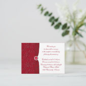 Ruby Red and White Floral Empfang Enclosure Card Begleitkarte (Stehend Vorderseite)