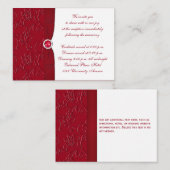 Ruby Red and White Floral Empfang Enclosure Card Begleitkarte (Vorne/Hinten)