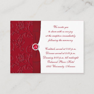 Ruby Red and White Floral Empfang Enclosure Card Begleitkarte