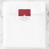 Ruby Red and White Floral Gastgeschenk Hochzeit St Quadratischer Aufkleber (Tasche)