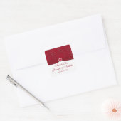 Ruby Red and White Floral Gastgeschenk Hochzeit St Quadratischer Aufkleber (Umschlag)