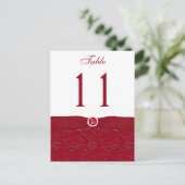 Ruby Red and White Floral Tischnummer Post Card (Stehend Vorderseite)