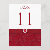 Ruby Red and White Floral Tischnummer Post Card (Vorderseite)