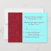 Ruby Red & Aqua RSVP Card (Rückseite)