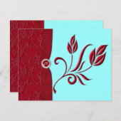 Ruby Red & Aqua RSVP Card (Vorne/Hinten)