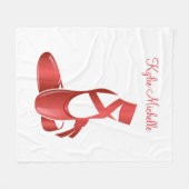 Ruby Red Ballet Slippers w Name Dance Fleecedecke (Vorderseite (Horizontal))