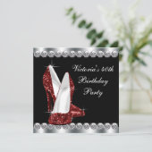 Ruby Red Birthday Party Einladung (Stehend Vorderseite)