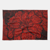 Ruby Red & Black Dahlia Floral Geschirrtuch (Horizontal)