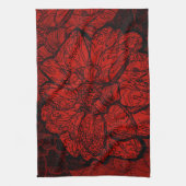 Ruby Red & Black Dahlia Floral Geschirrtuch (Vertikal)