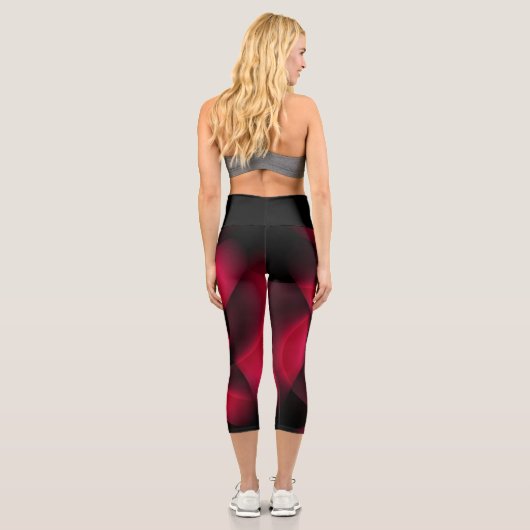 Ruby Red Black Petal Capri Leggings (Rückseite)