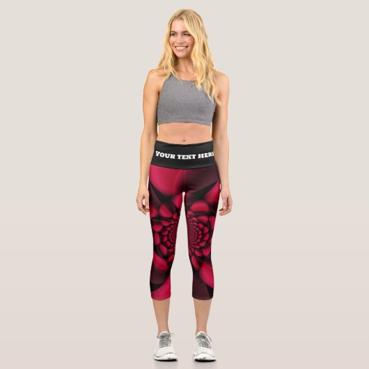 Ruby Red Black Petal Capri Leggings (Vorderseite)