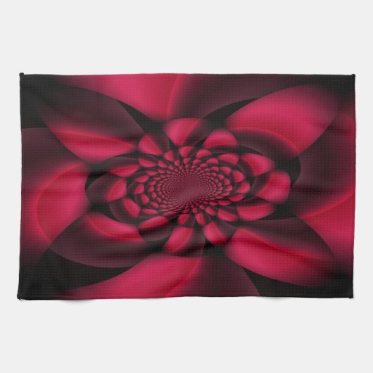 Ruby Red Black Petal Geschirrtuch (Horizontal)