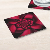 Ruby Red Black Petal Rechteckiger Pappuntersetzer (angewinkelt)