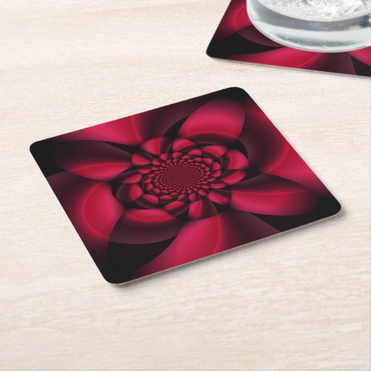 Ruby Red Black Petal Rechteckiger Pappuntersetzer (angewinkelt)