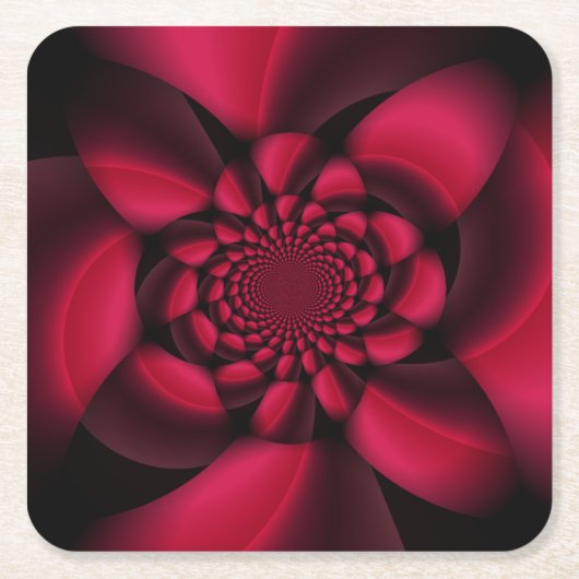 Ruby Red Black Petal Rechteckiger Pappuntersetzer (Vorderseite)