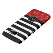 Ruby Red Bokeh Glitzer mit schwarzen und weißen St Case-Mate Samsung Galaxy Hülle (unten)