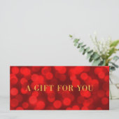 Ruby Red Bokeh Lights Imitate Gold Geschenkgutsche (Stehend Vorderseite)