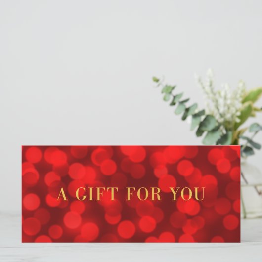 Ruby Red Bokeh Lights Imitate Gold Geschenkgutsche (Stehend Vorderseite)