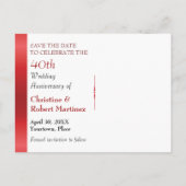 Ruby Red Bokeh Save the Date 40 Jahre Ankündigungspostkarte (Rückseite)