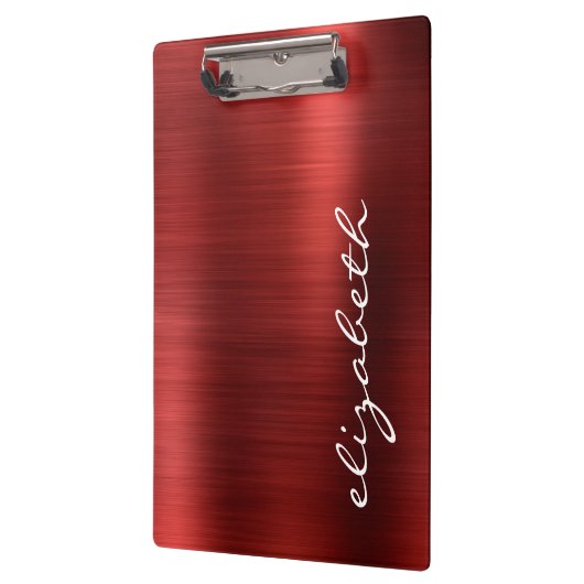 Ruby Red Brushed Metal Signature Script Klemmbrett (Links)