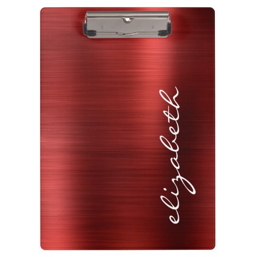 Ruby Red Brushed Metal Signature Script Klemmbrett (Vorderseite)