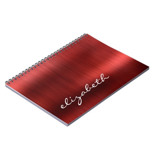 Ruby Red Brushed Metal Signature Script Notizblock (Linke Seite)