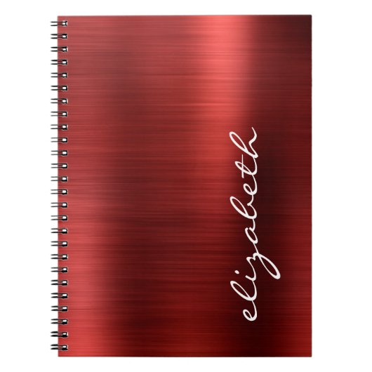 Ruby Red Brushed Metal Signature Script Notizblock (Vorderseite)