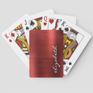 Ruby Red Brushed Metal Signature Script Spielkarten