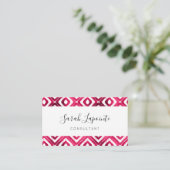 Ruby Red Chic & Elegante Ikat Muster Visitenkarte (Stehend Vorderseite)